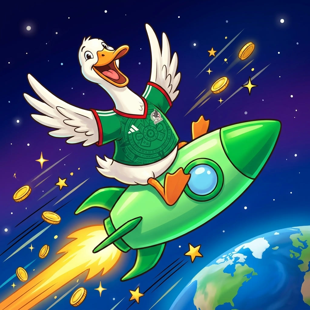 Merlin riding a rocket to the moon